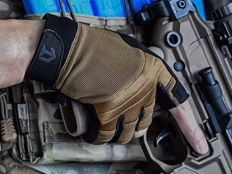 Soldiers wearing tactical gloves