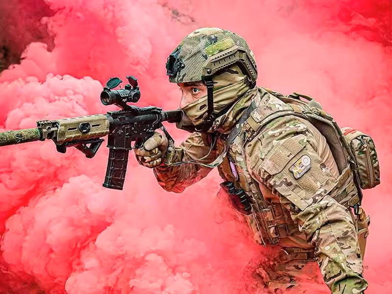 Soldiers in the smoke