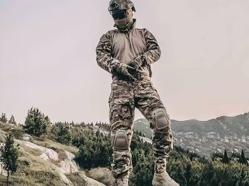 A soldier standing on a mountain