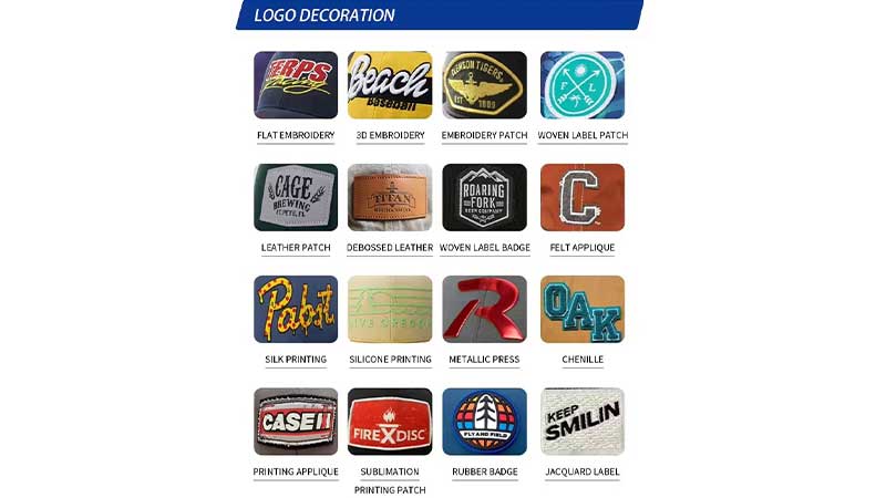 Custom boonie hat options including logo, patch, embroidery and packaging