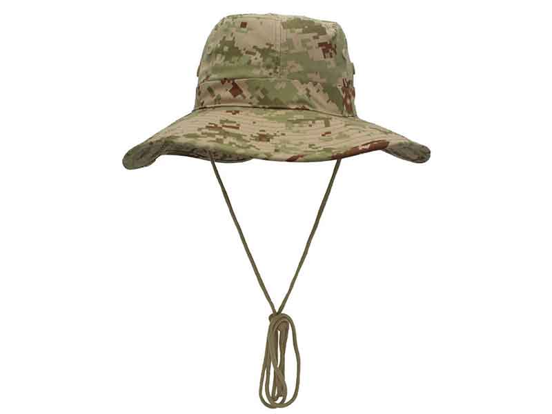 Digital camouflage boonie hat with chin cord for patrol and outdoor missions