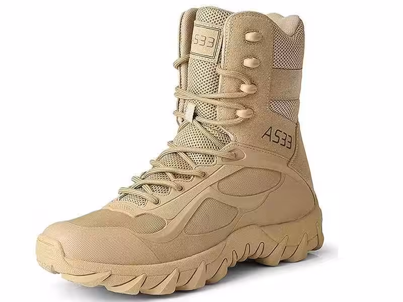 A pair of breathable tactical boots