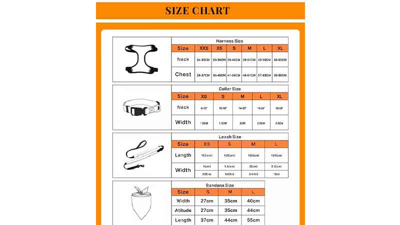 Dog Vest Size Chart