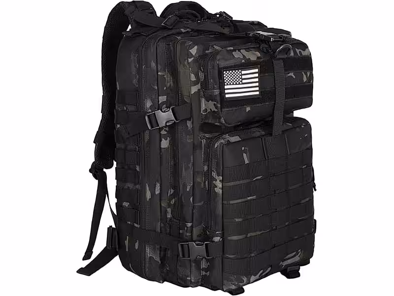A camouflage tactical backpack