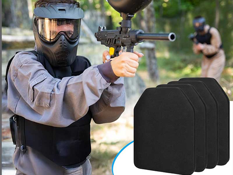 A soldier carrying a bulletproof vest.