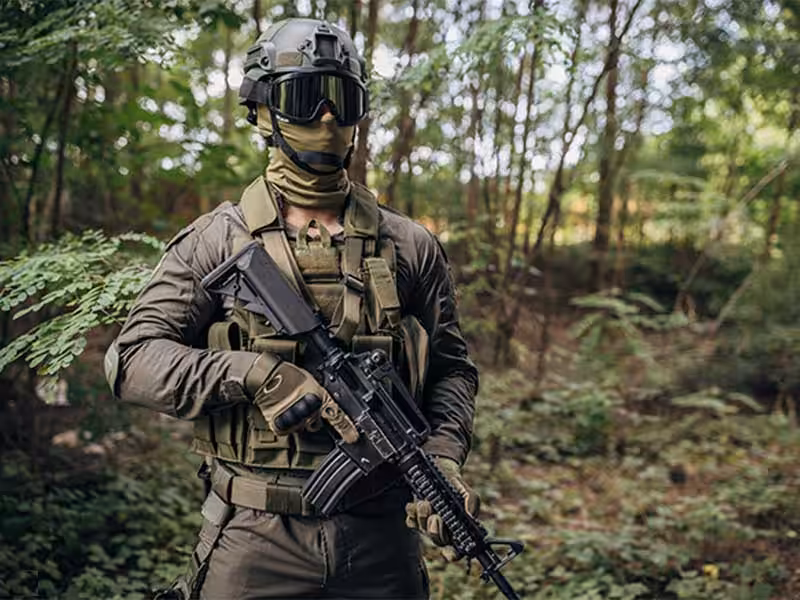 A fully armed soldier