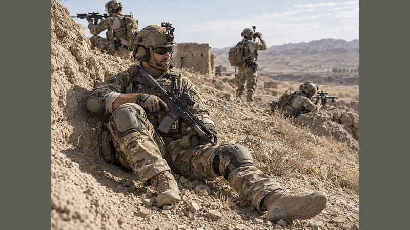 Tactical knee and elbow pads for kneeling crawling and patrol training