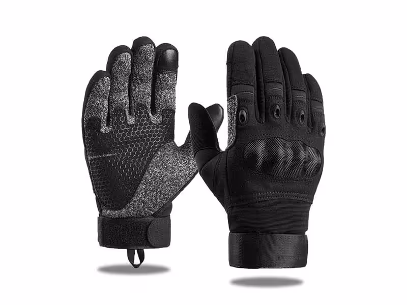 A pair of black tactical gloves