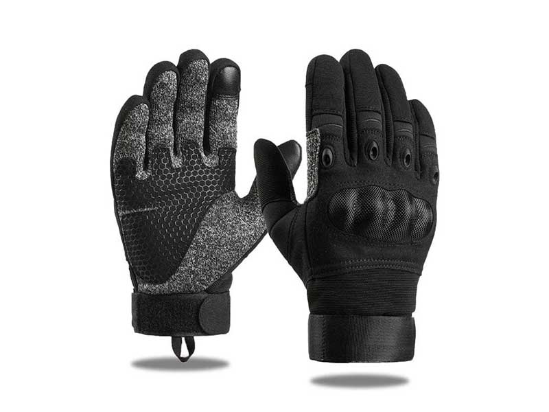 A pair of black tactical gloves