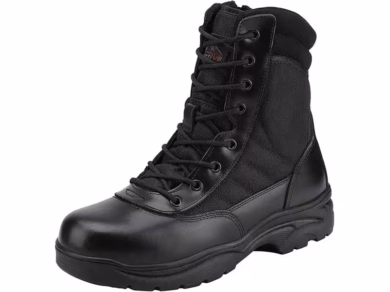 A pair of black tactical boots