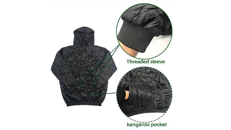 Wooby Hoodie quality details with insulation, reinforced seams and zippered pockets
